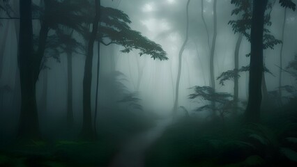 Obraz premium misty forest 