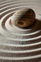 Fototapeta na wymiar a rock sitting on top of sand in a circular pattern