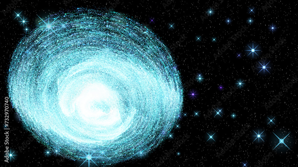 Wall mural rotation loop of a supermassive black hole. 4k. 3d. deep space exploration. isolated black backgroun