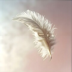 a white feather floating in the air