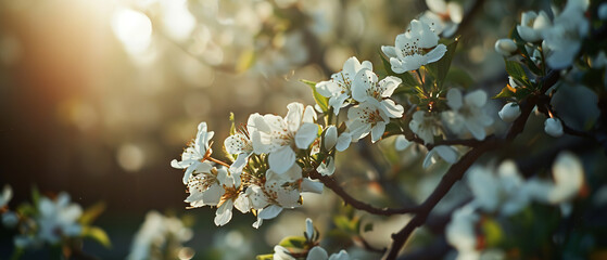 a close up of a tree with white flowers