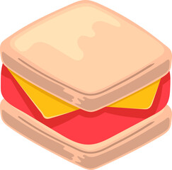 food illustration image, sandwich with meat and cheese filling