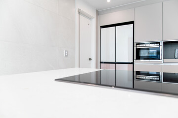 View of the renovated kitchen in the apartment