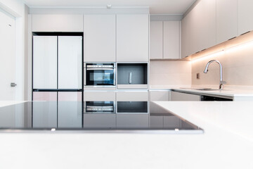 View of the renovated kitchen in the apartment