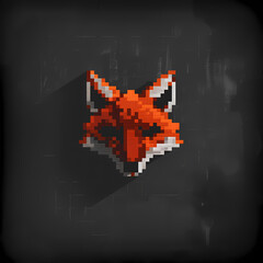 Fototapeta premium Flat vector logo of a fox head, pixel art, monochrome background, design