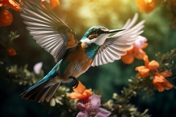 Fototapeta premium beautiful birds with blurred natural background with generative ai