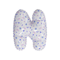 3D porcelain floral pattern helium balloon letter N