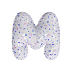 3D porcelain floral pattern helium balloon letter M