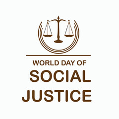 World Social Justice Day, Judge balance with Law book on world, view from above, concept with text World Day of Social Justice, February 20, selected focus, narrow depth of field, social justice
