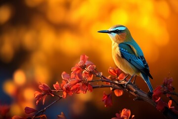 beautiful birds with blurred natural background with generative ai