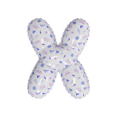 3D porcelain floral pattern helium balloon letter X
