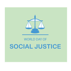 World Social Justice Day, Judge balance with Law book on world, view from above, concept with text World Day of Social Justice, February 20, selected focus, narrow depth of field, social justice