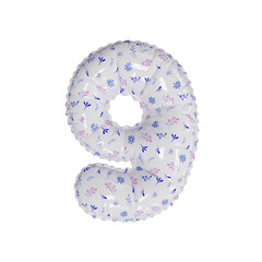 3D porcelain floral pattern helium balloon number 9