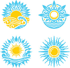 set of sun icons vector illustrations new 