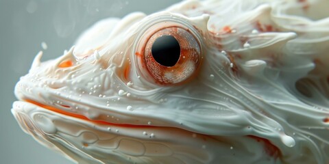 A close up of a fish with water on its face. Generative AI.