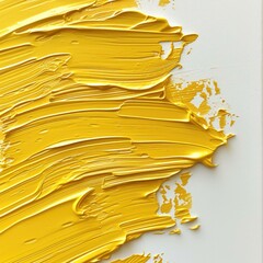 A close up of a yellow paint brush. Generative AI.