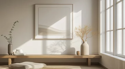 Schilderijen op glas Tranquil Zen-Inspired Living Space with Natural Light © Suphachai