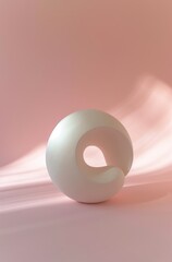 abstract circular sculpture on a pink background