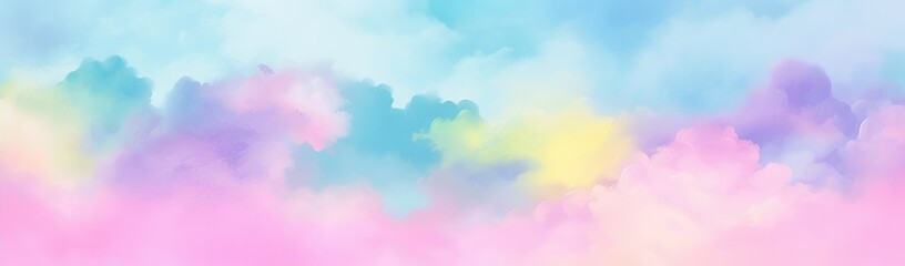 Obraz na płótnie Canvas Watercolor pink blue yellow purple sky clouds abstract background