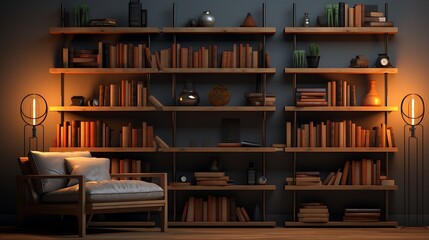 A minimalistic bookshelf used strategically to section off different parts of the room