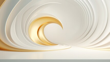 Modern, Trendy, Abstract White And Golden Pedestal Background, generative ai, 