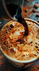 a cup of coffee with a spoon in it