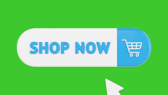 3D Animation of Shop Now Button with Chroma Key Background