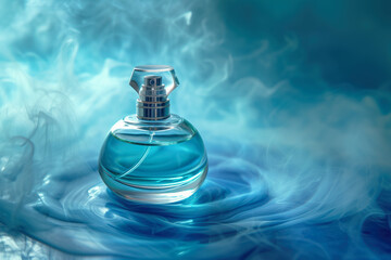 Perfume Bottle with Mystical Blue Smoke