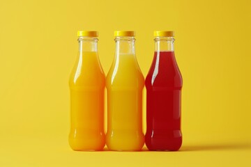 fresh juice bottle set on a yellow background