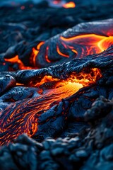 a close up view of a lava flow