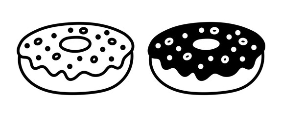 Donuts icon vector. Donut icons in line and flat style.  Bakery sign and symbol. - 732982329