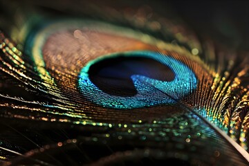 a close up of a peacock's feathers tail
