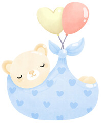 Obraz na płótnie Canvas Bear sleep float with balloons