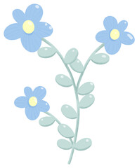 Blue flowers and leaves