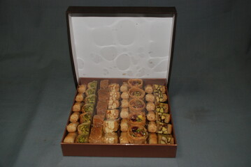 Various oriental sweets with pistachios and Arabic cashews