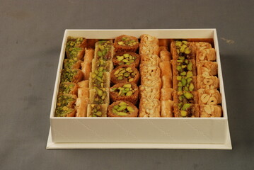 Various oriental sweets with pistachios and Arabic cashews