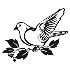 dove clipart black and white simple vector