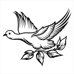 dove clipart black and white simple vector
