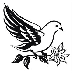 dove clipart black and white simple vector