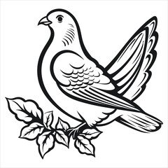 Obraz premium dove clipart black and white simple vector