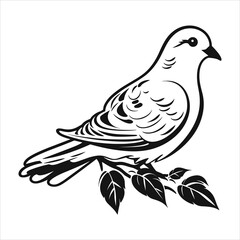 dove clipart black and white simple vector