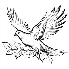 dove clipart black and white simple vector