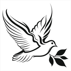 dove clipart black and white simple vector