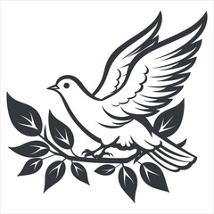 dove clipart black and white simple vector