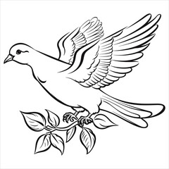 dove clipart black and white simple vector