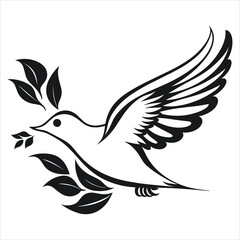 dove clipart black and white simple vector