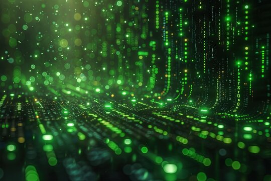 Abstract matrix like information technology background about government, public, IT with a green color palette.