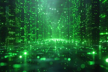 Abstract matrix like information technology background about government, public, IT with a green color palette.