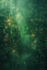 Fototapeta premium Abstract matrix like information technology background about government, public, IT with a green color palette.