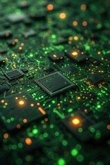 Obraz premium Abstract matrix like information technology background about government, public, IT with a green color palette.